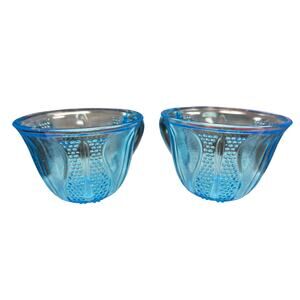 Set of 2 - Depression Glass Blue Dell Tulip Cup